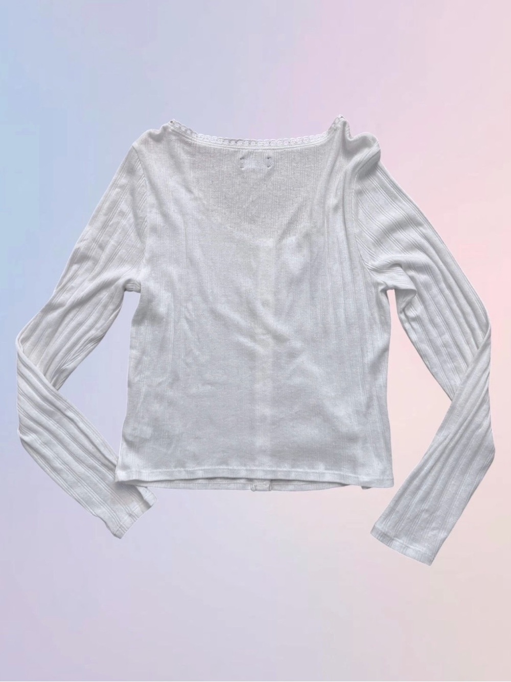 GAP White Pointelle Scoop-Neck Snap Cardigan -  Size Large NWOT - Picture 6 of 7